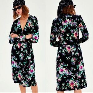 Zara Trafaluc Floral Print Wrap Dress